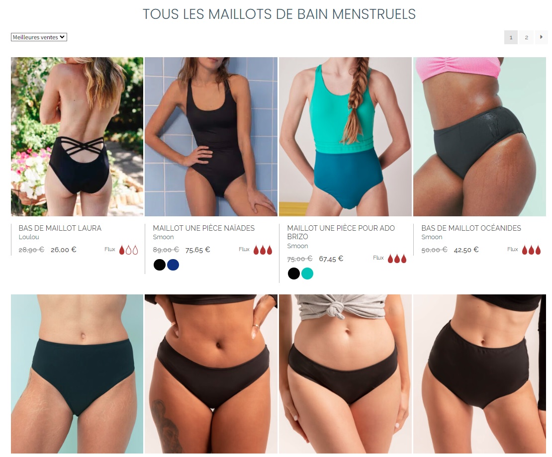 Maillots de bain menstruels pour tous les flux : achat en ligne